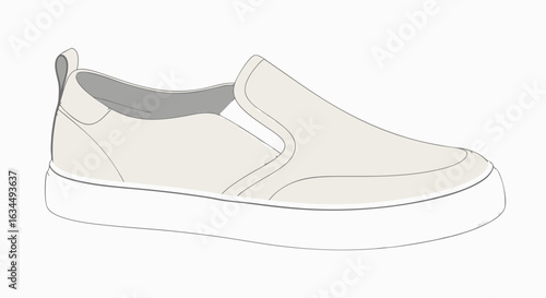 Minimalist Slip-on Sneaker Illustration, Neutral Tones and Clean Lines Aesthetic, Modern Footwear Design, Casual Style Canvas Shoe isolated 3D