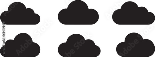 Silhouette Clouds Collection Black and White Weather Symbols Diverse Designs of Precipitation Icons