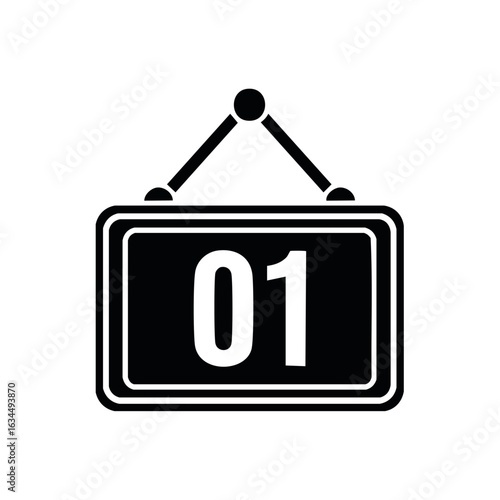 Black and White Number One Sign Hanging Display for Business and Location Marker