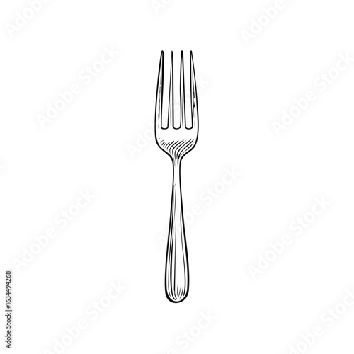 Isolated Engraved Fork Illustration Utensil Silverware Design
