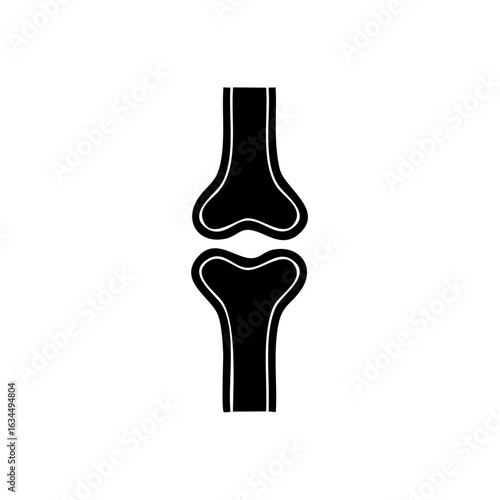 Knee joint vector graphic for medical or orthopedic applications in black and white