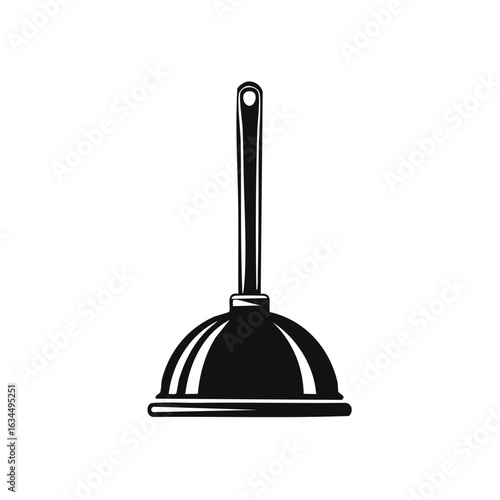 Simple Plunger Tool Graphic Black and White Household Plumbing Fixture