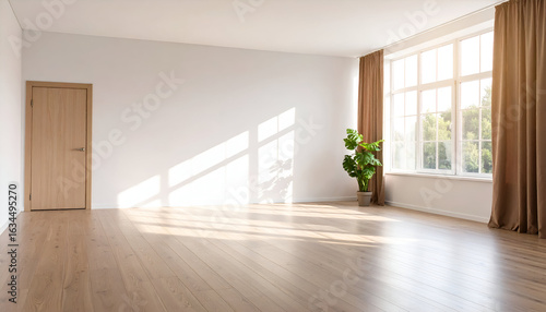 Wallpaper Mural Sunny Empty Room with Wood Floor. Torontodigital.ca