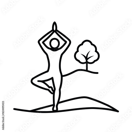 vector tree silhouette yoga in nature