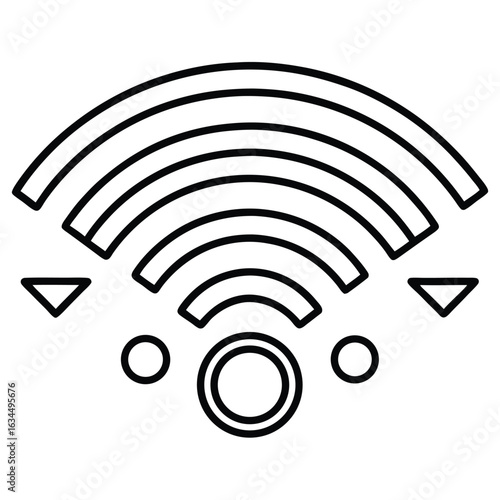 Abstract representation of wireless signal transmission with geometric elements