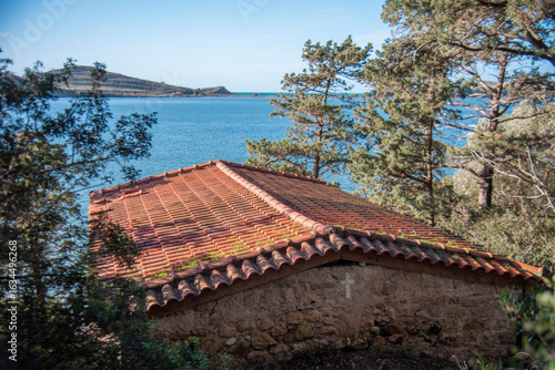 St. Trinity Church in Zvernec Island, view from the Island