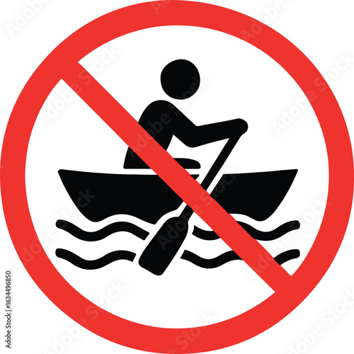 Warning Sign Indicating Prohibition of Boating Activities No Boats Allowed Safety Regulations