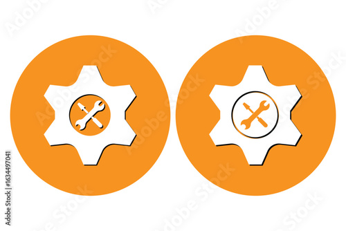 Gear and tools line icon set - minimal maintenance, settings, Tools and Service icons set. Wrench, screwdriver and gear icon. Screwdriver and wrench glyph icon. Settings and repair, service sign eps10