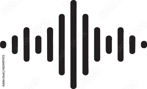 Minimalist Audio Waveform Illustration Representing Sound Frequency and Amplitude Dynamics with Modern Artistic Graphical Interpretation