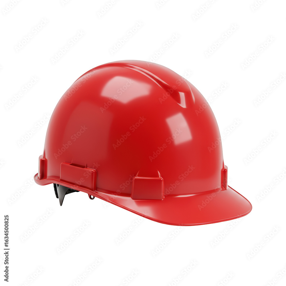 Fototapeta premium Red Construction Helmet isolated On White Background
