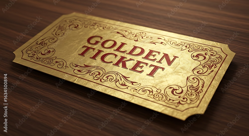 Fototapeta premium Stack of two golden tickets