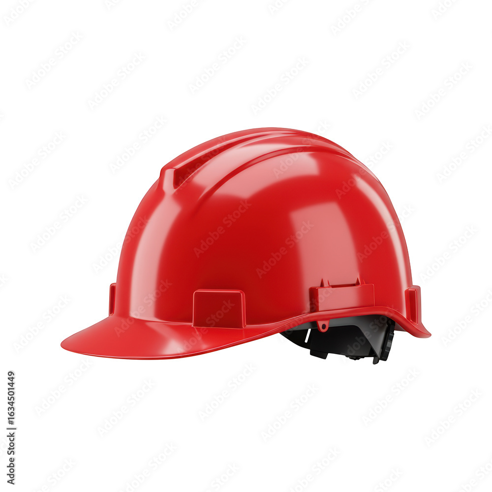 Fototapeta premium Red Construction Helmet isolated On White Background