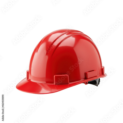 Red Construction Helmet isolated On White Background