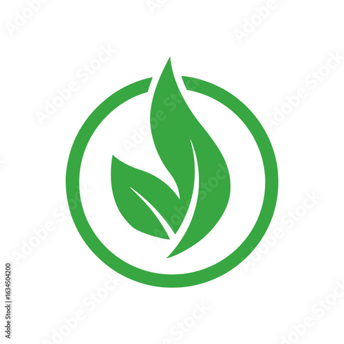 Minimal leaf enclosed icon representing energy efficiency and environmental care