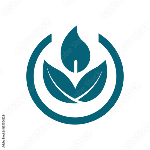 Energy efficiency symbol in minimal style enclosed within green eco friendly leaf