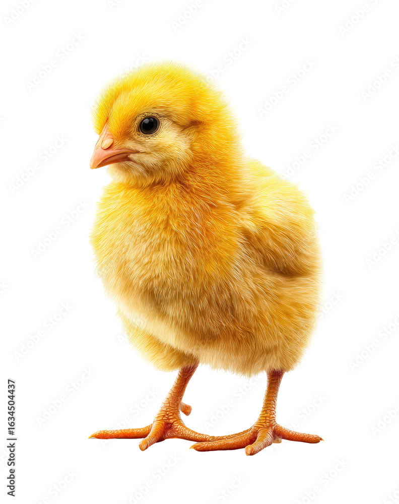 Obraz premium Cute yellow chick, front view