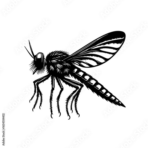 Detailed fly illustration isolated on white background with intricate details