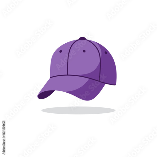 Purple Baseball Cap with Dark Purple Bill and Button