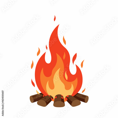 A Vibrant Campfire with Flames and Ashes