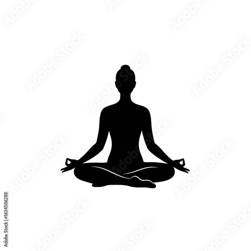 A serene woman in the lotus position meditating