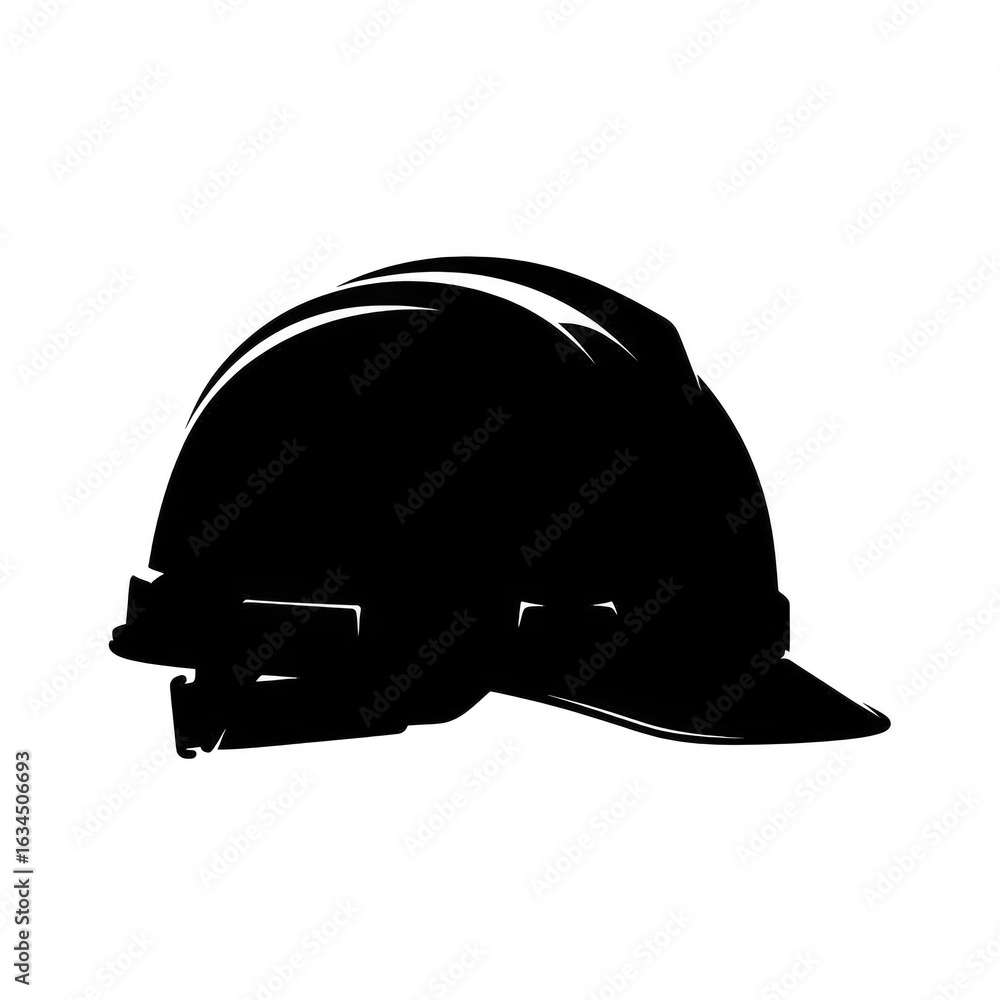 Fototapeta premium A black hard hat for safety and protection isolated on transparent background