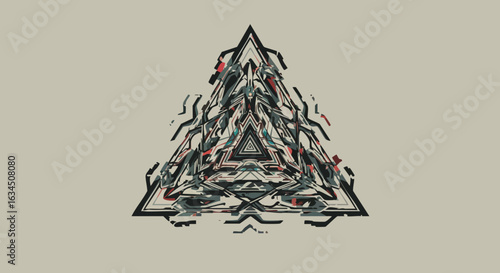 Abstract Geometric Vector Pattern with Triangular Shapes in Modern Monochrome Style