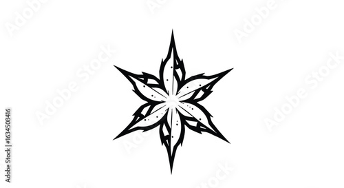 Vector Pattern Floral Star in Modern Minimalist Style Black and White