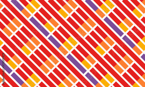 Modern seamless pattern with colorful broken diagonal stripes, Abstract retro geometric vector background