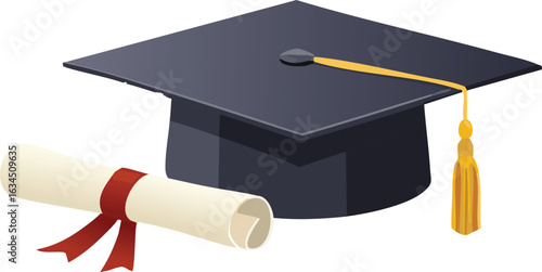 Graduation Celebration with Cap, Diploma, and Festive Confetti