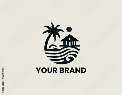 Beach Hotel Vector Logo
