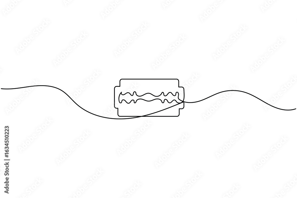 Obraz premium Razor blade in continuous one line art drawing minimalist style for barbershop and grooming design