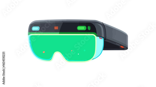 Isolated image of green augmented reality headset