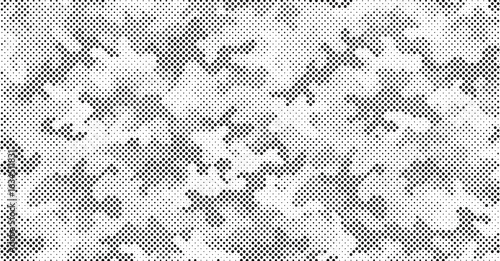 Abstract halftone seamless camouflage pattern. Repeating digital dotted hexagonal camo military texture background. Abstract modern fabric textile ornament. Vector illustration.