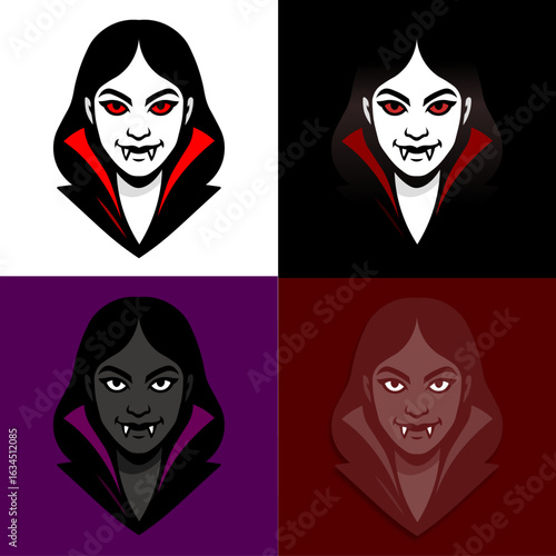 Female Vampire Face Vector Illustration - Easy to customize 