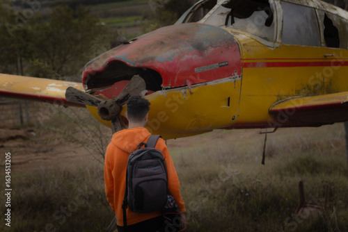Colorful boats and yellow rescue raft on Moroccan beach
