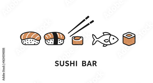 Delicious Sushi Bar Fresh Fish, Rice, and Maki Rolls