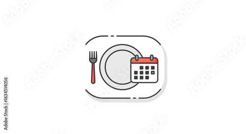 Meal planning and diet schedule icon representing a daily food regimen and culinary calendar for healthy eating.
