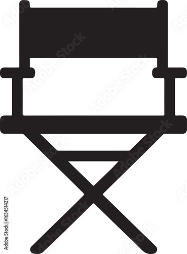 Silhouette vector of classic director’s chair, symbolizing film directing and movie production on set.