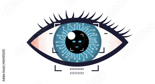 Biometric Authentication Futuristic Eye Scan Technology Illustration