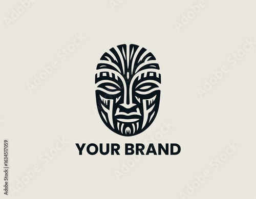 Tropical Wooden Mask Mascot Vector Logo