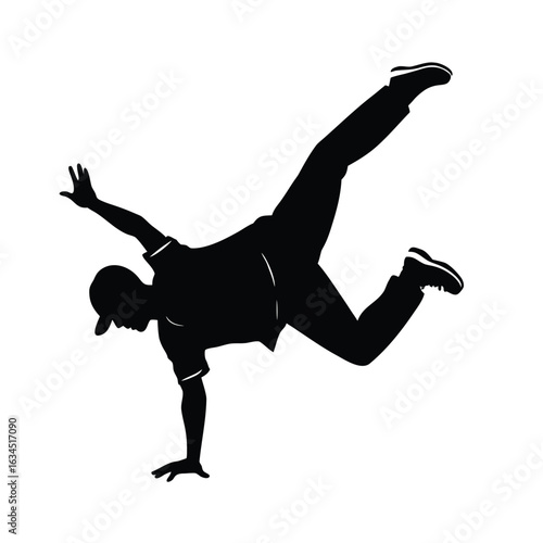 Silhouette Vector of a man performs Hip-hop dancing