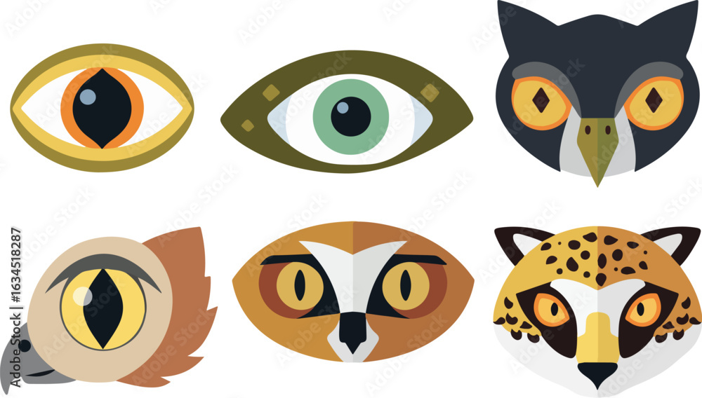 Naklejka premium Colorful flat design animal heads collection