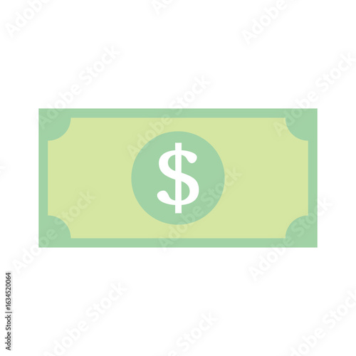 Money Dollar Bills Icon, Dollar banknote. Icon on Red background with shadow, black and white simple doller sign note vector silhouette