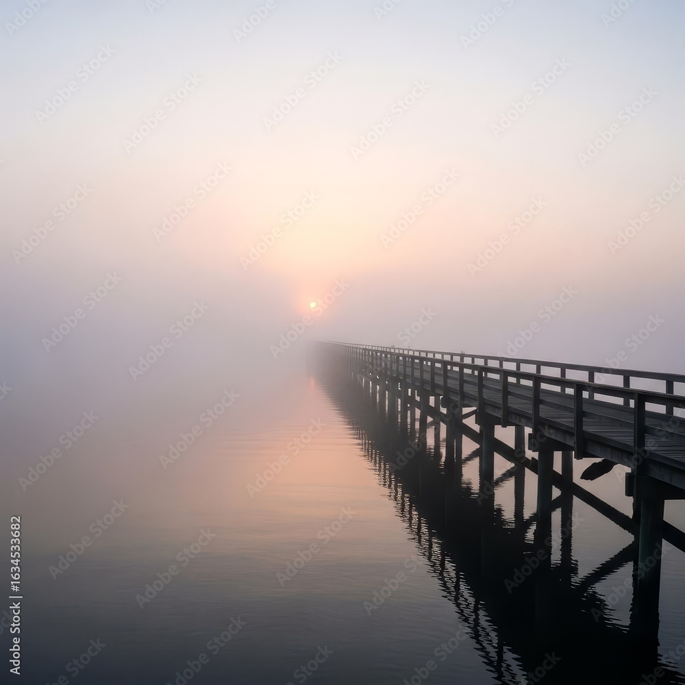 Fototapeta premium Misty Pier at Sunrise