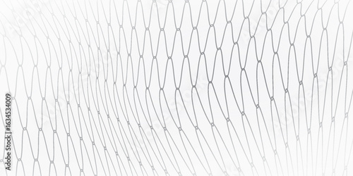 Background modern illustration featuring a hexagonal mesh pattern warped into a wavy, curved form resembling. Volly ball