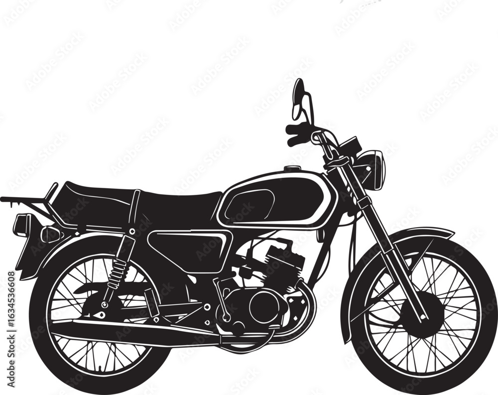 Fototapeta premium Retro black motorcycle isolated on white background