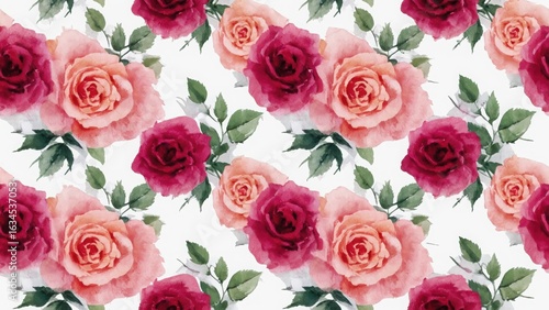 Wallpaper Mural seamless watercolor pattern with roses Torontodigital.ca