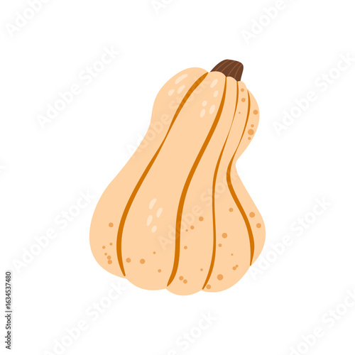 Isolated hand-drawn pumpkin for Thanksgiving decoration and stickers. Cute cartoon harvest. Autumn concept.