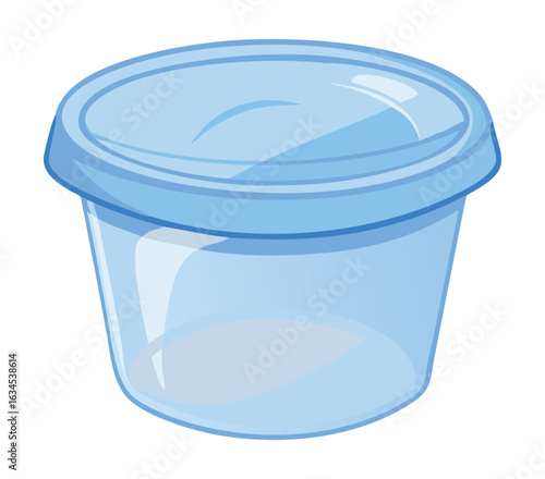Blue plastic container with lid for food storage kitchen organization and leftovers