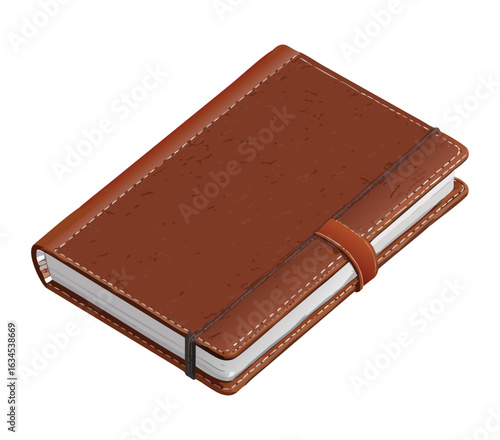 Brown leather journal mockup for writing notes and planning tasks in a stylish personal organizer